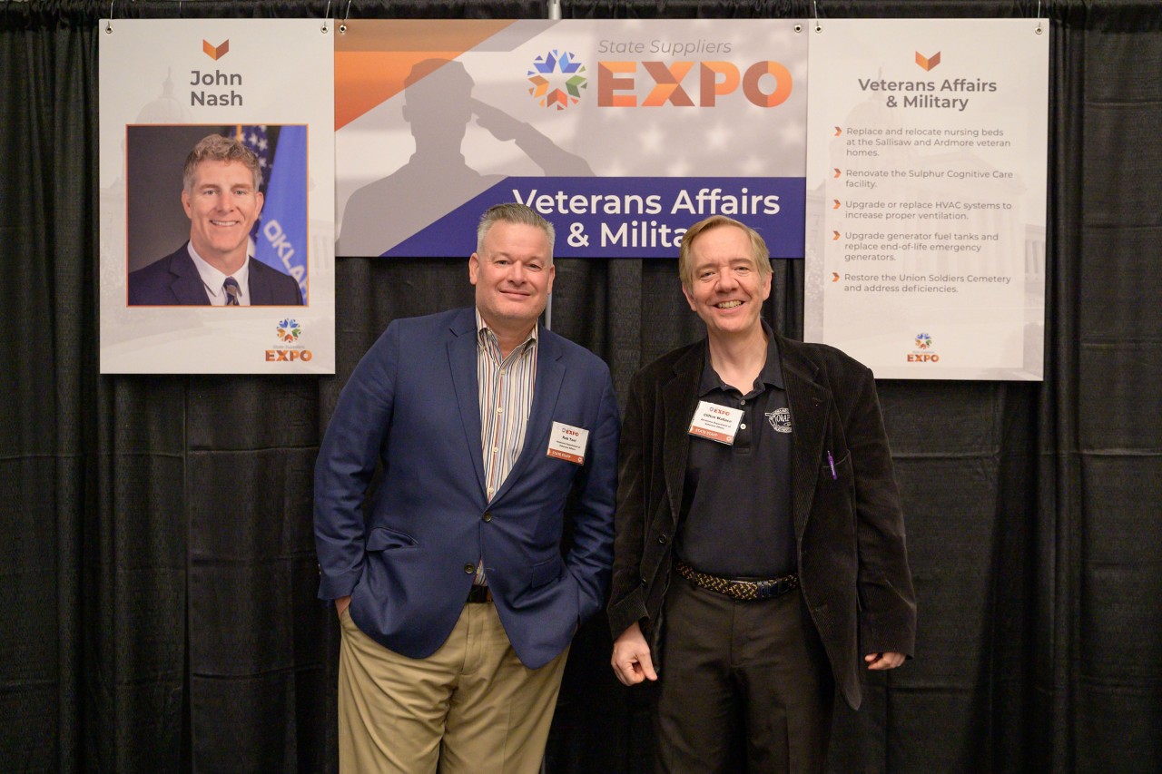 Rob Teel and Clifton Wallace at the Veterans Affairs and Military cabinet booth.