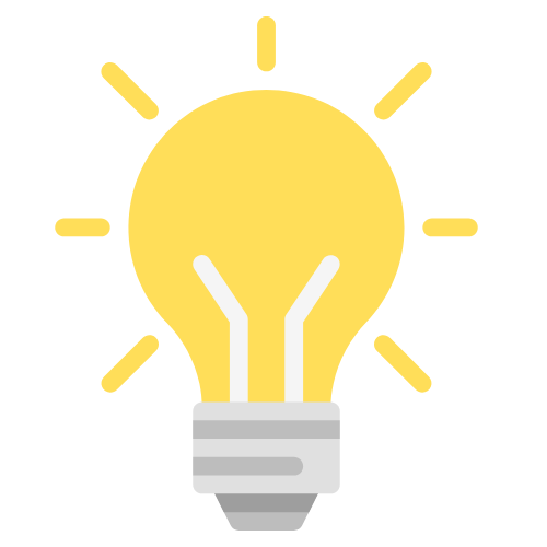 Helpful tip icon consisting of a stylized yellow lightbulb.