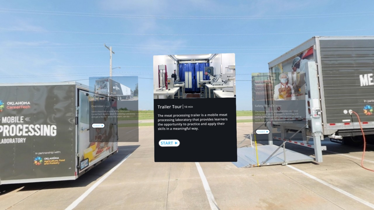 Screen shot from the virtual meat lab semi truck trailer