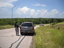 Person approaching a vehicle in traffic stop training