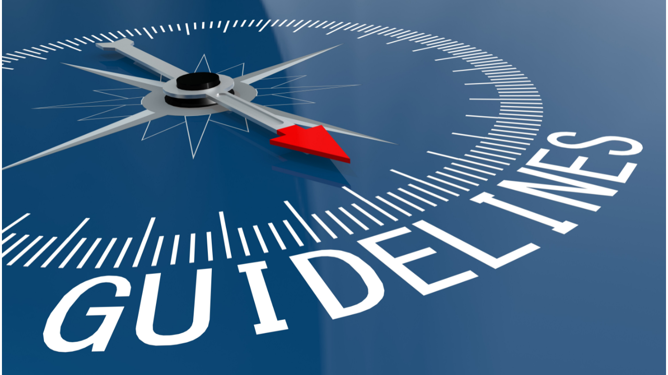 Blue compass with guidelines word