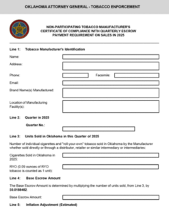 2025 Non-Participating Manufacturers Quarterly Certification