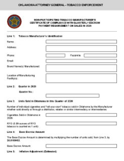 2026 Non-Participating Manufacturer’s Quarterly Certification