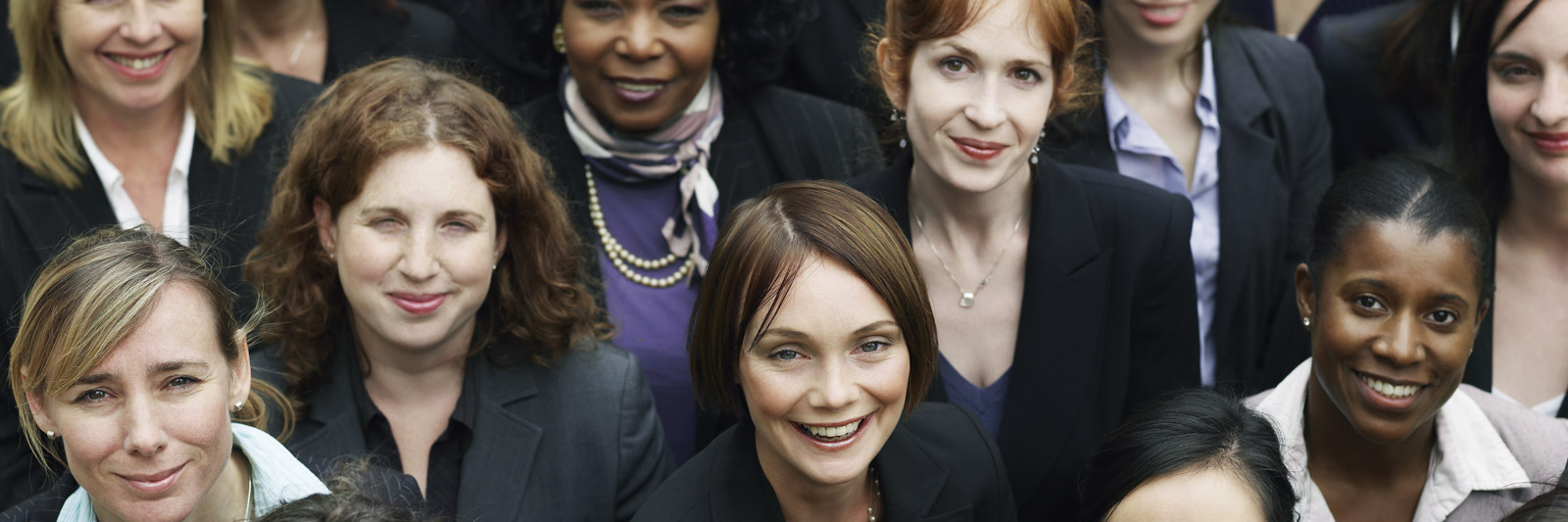 Women members gathered at one place, an elevated view of a group of multiethnic businesswomen