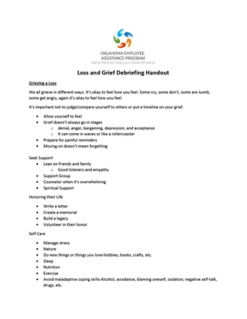 Loss and Grief Debriefing Handout