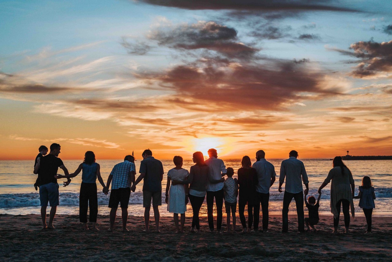 family on beach
