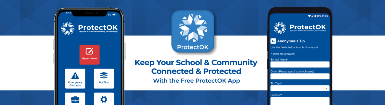 Screenshots of ProtectOk App on iPhone.
