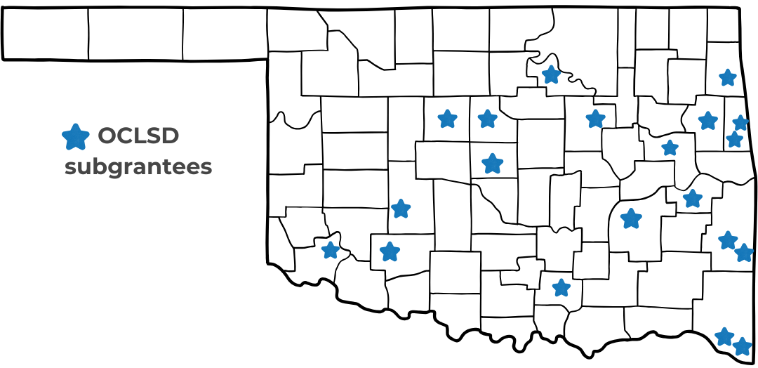 oklahoma map of literacy state development subgrantees locations