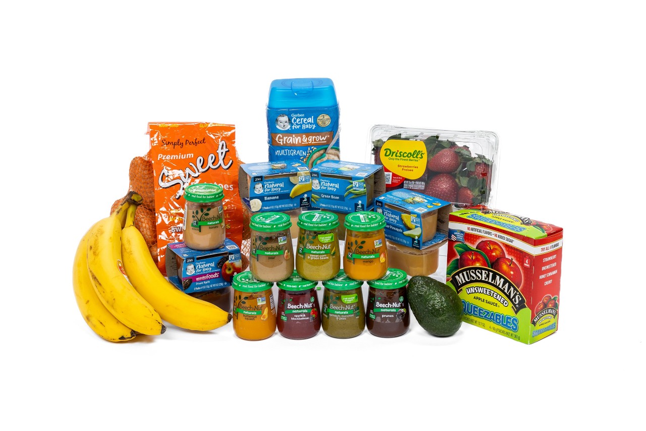 A selection of WIC-approved infant foods is seen in this photo. 