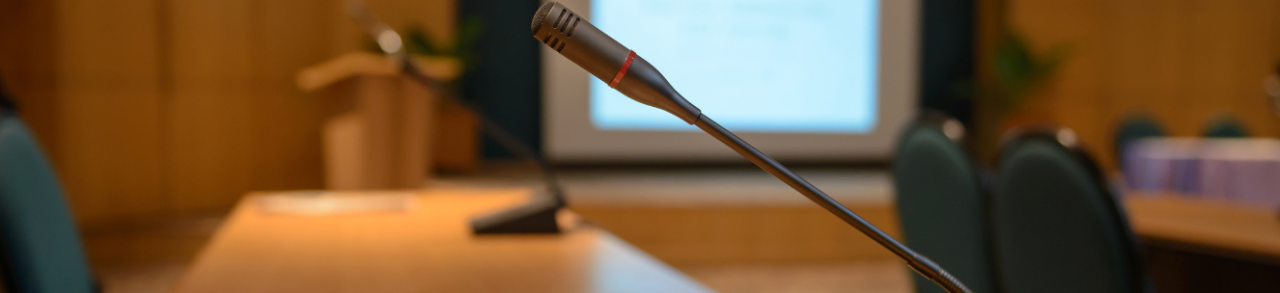 Empty Boardroom with Microphones