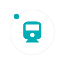 Green train silhouette with small green dot nearby