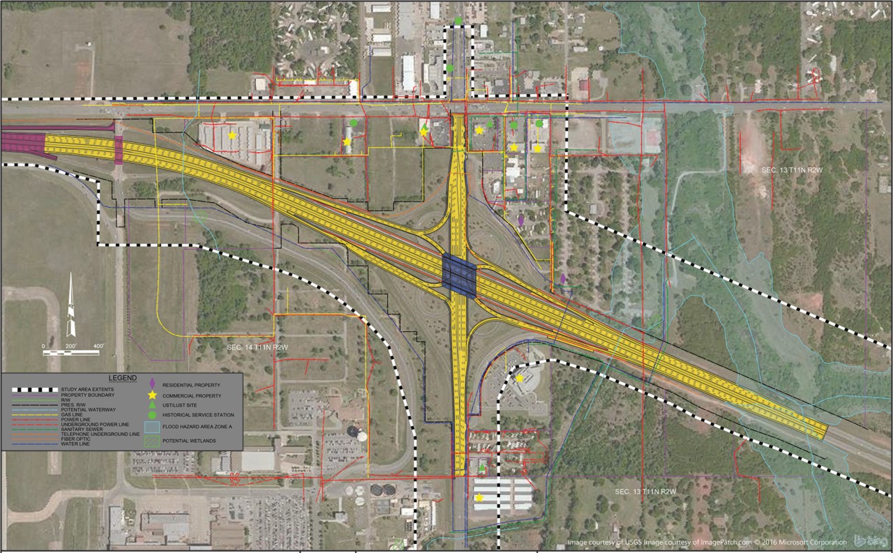 This artist rendering depicts what the I-40 Douglas Blvd. interchange in Midwest City will look like once it is reconstructed as a Single-Point Urban Interchange. Work begins Monday and is expected to take about two years to complete, weather permitting.