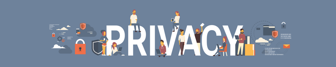 Privacy with CGI characters using cell phones and laptops.