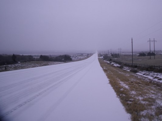 Snow covered road. 