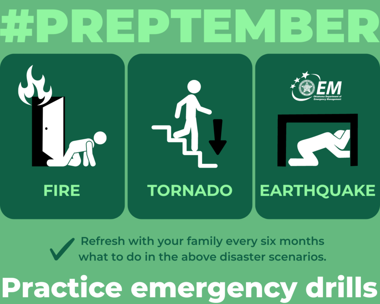 #Preptember Practice emergency drills. Refresh with your family every six months what to do in the above disaster scenarios.