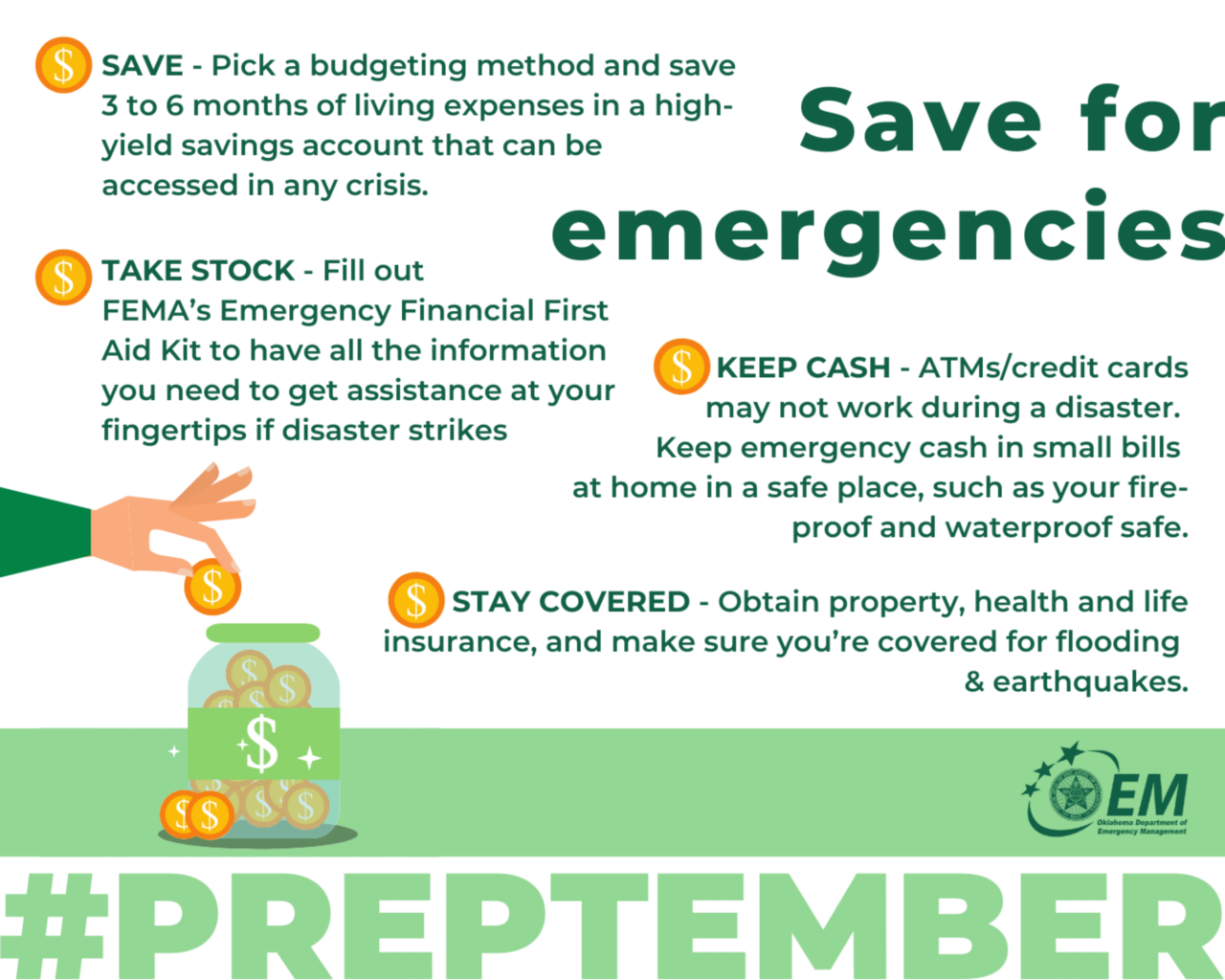 Save for emergencies. #Preptember.
