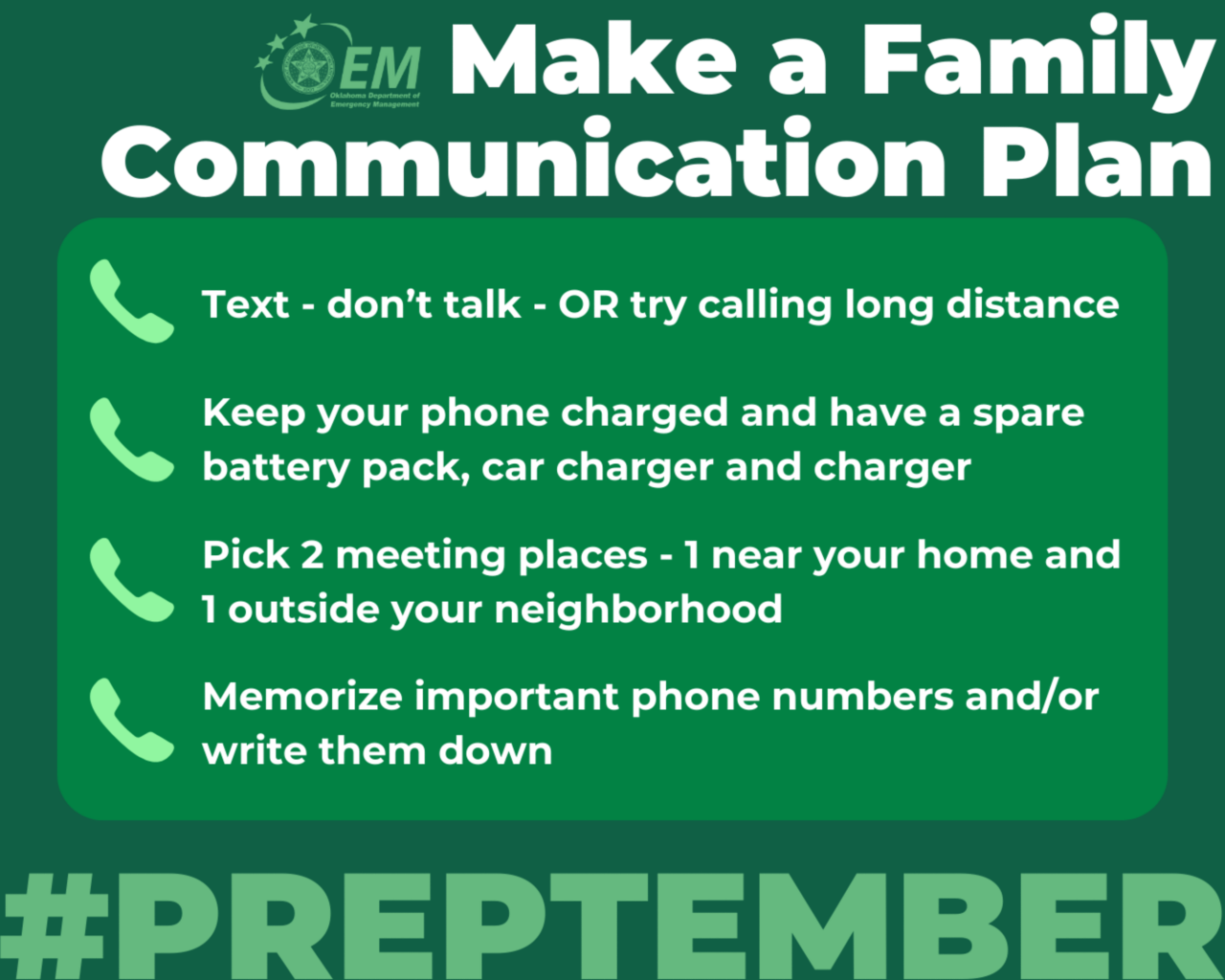Make a family communication plan. #Preptember. 