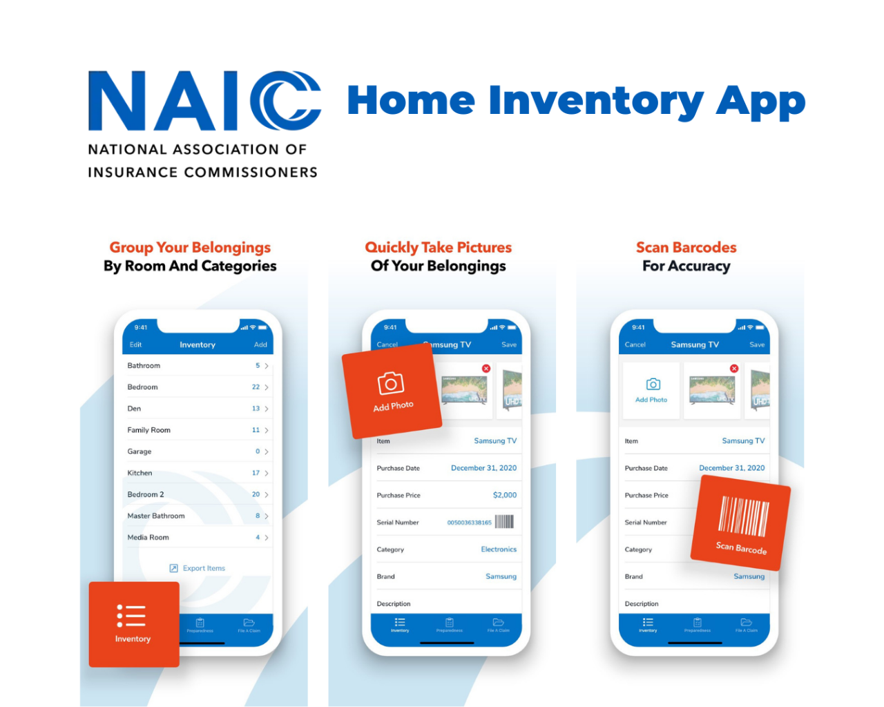 National Association of Insurance Commissioners Home Inventory App