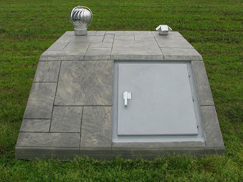 A newly installed storm shelter