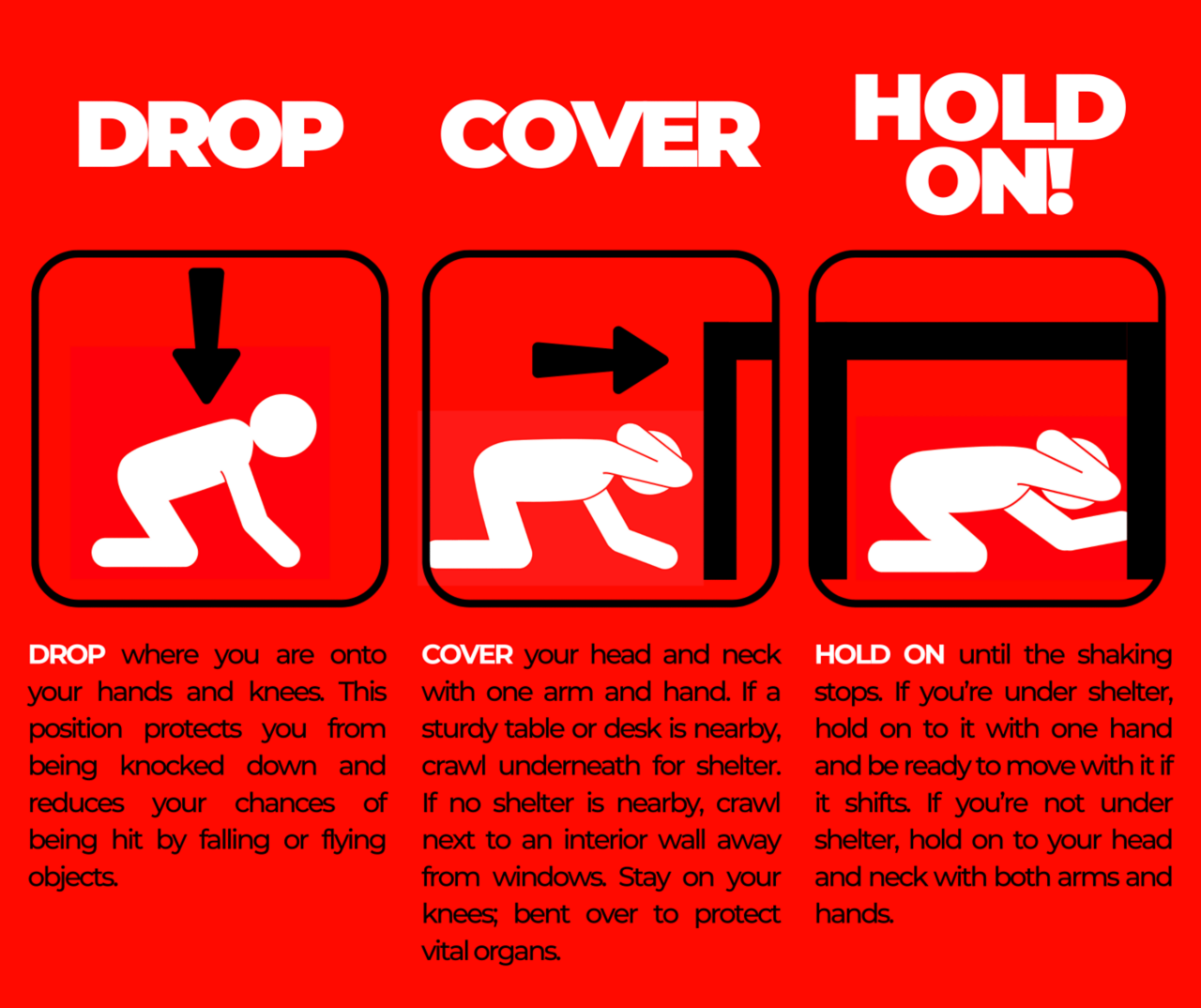 Drop, cover, and hold on!