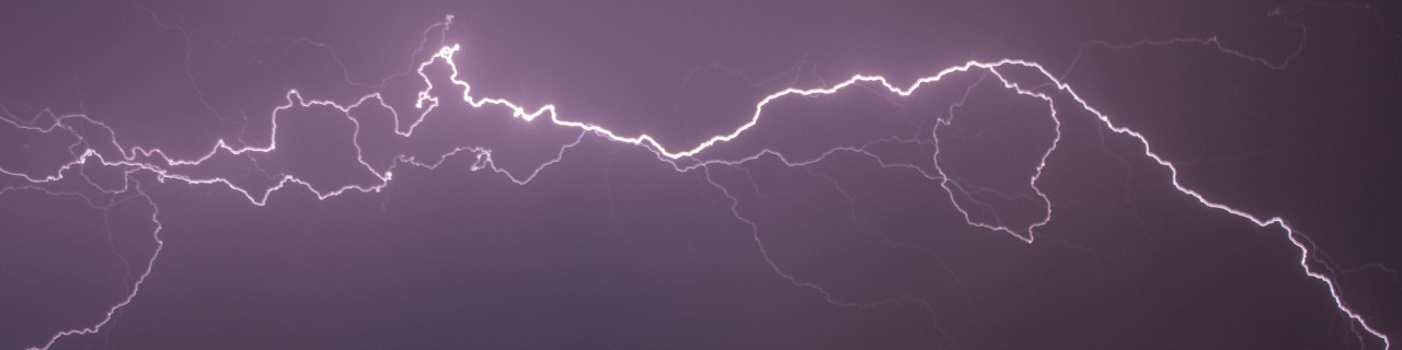 Lightning streeking across the night sky