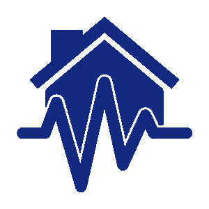 A CGI drawn house with a siezmic squiggle going through the house.