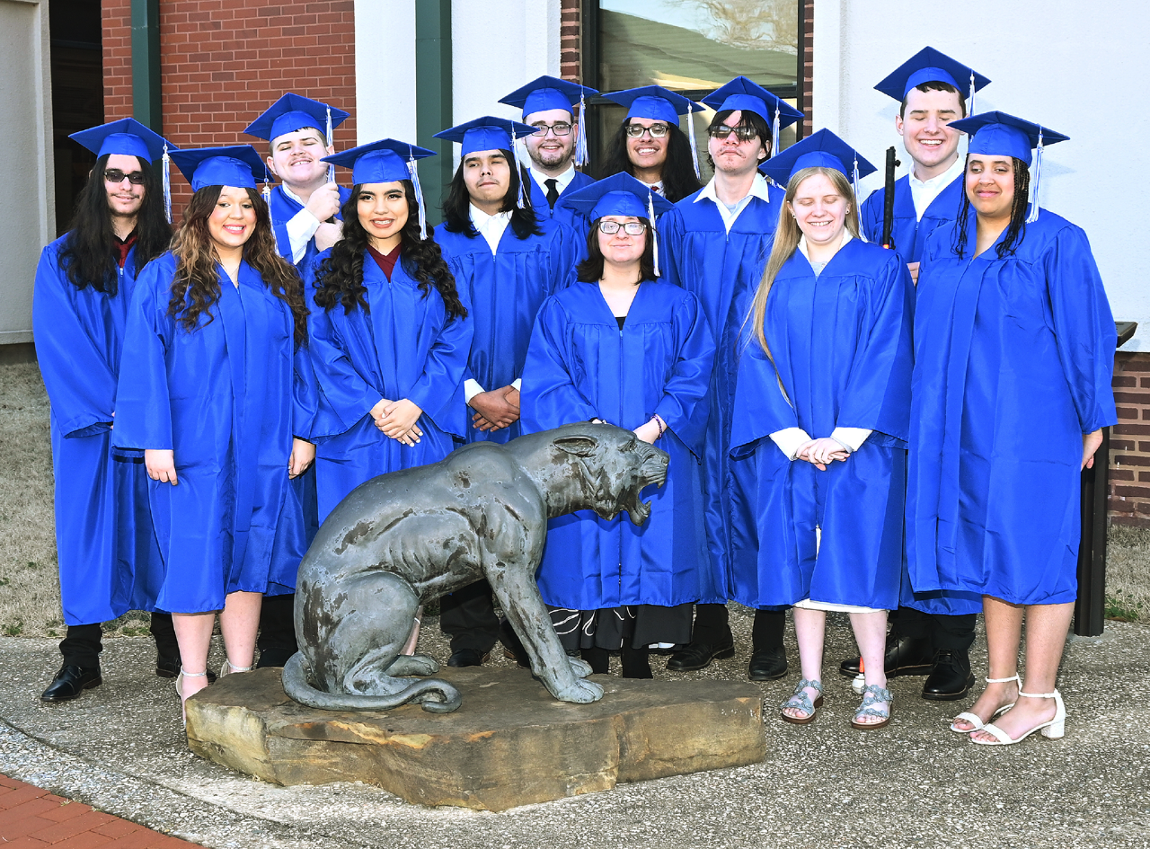 Students in caps and gowns