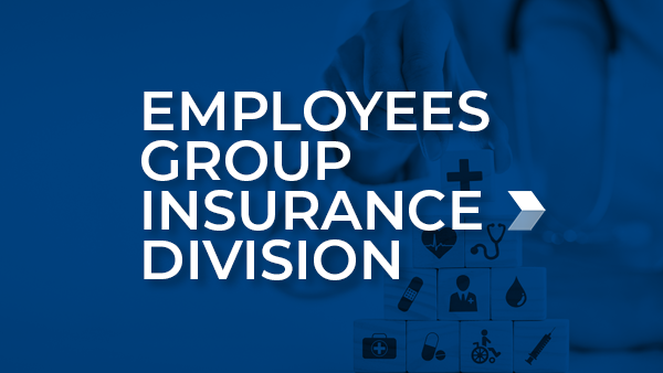 dark blue tile with text "employees group insurance division"