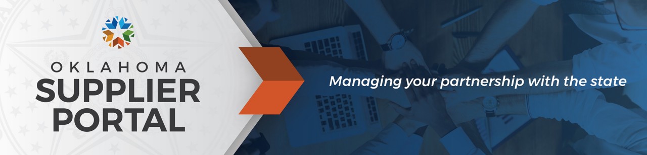 Oklahoma supplier portal banner; managing your partnership with the state.