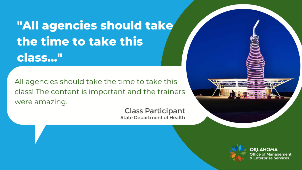 Learning and Development Testimonial by a class participant from the Oklahoma State Department of Health.