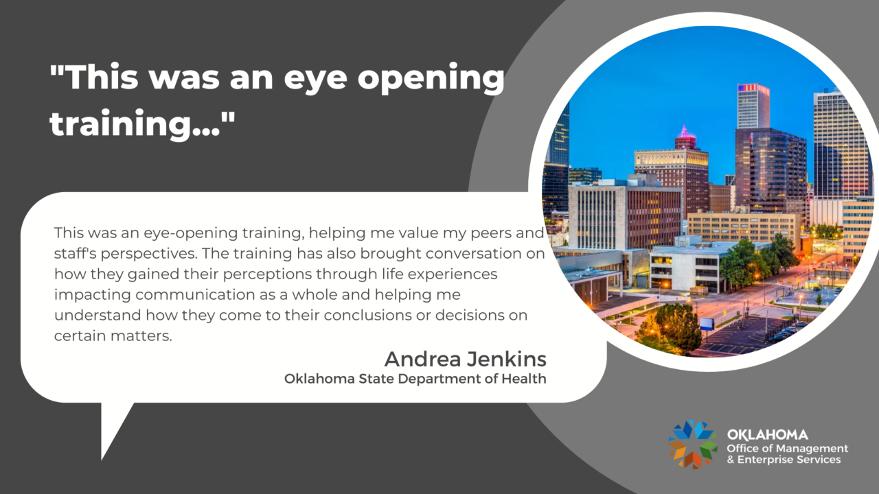 Learning and Development Testimonial by Andrea Jenkins of the Oklahoma State Department of Health.