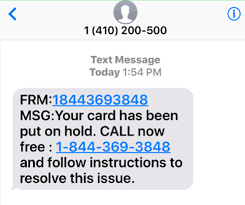 Smishing attack with return phone numberr