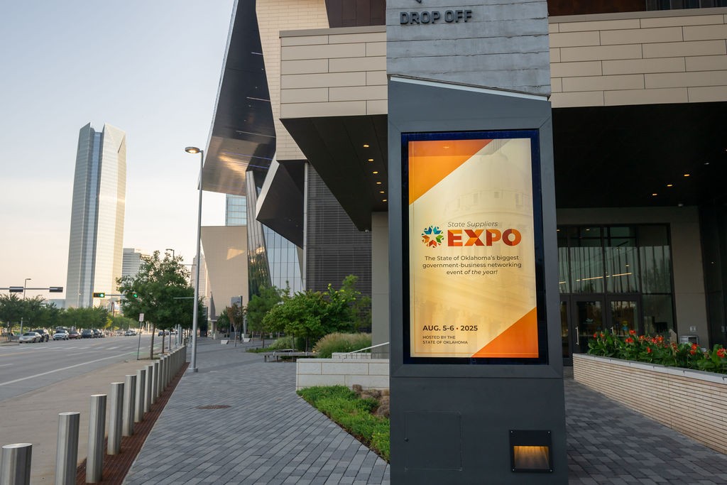 Digital expo sign outside the OKC Convention Center