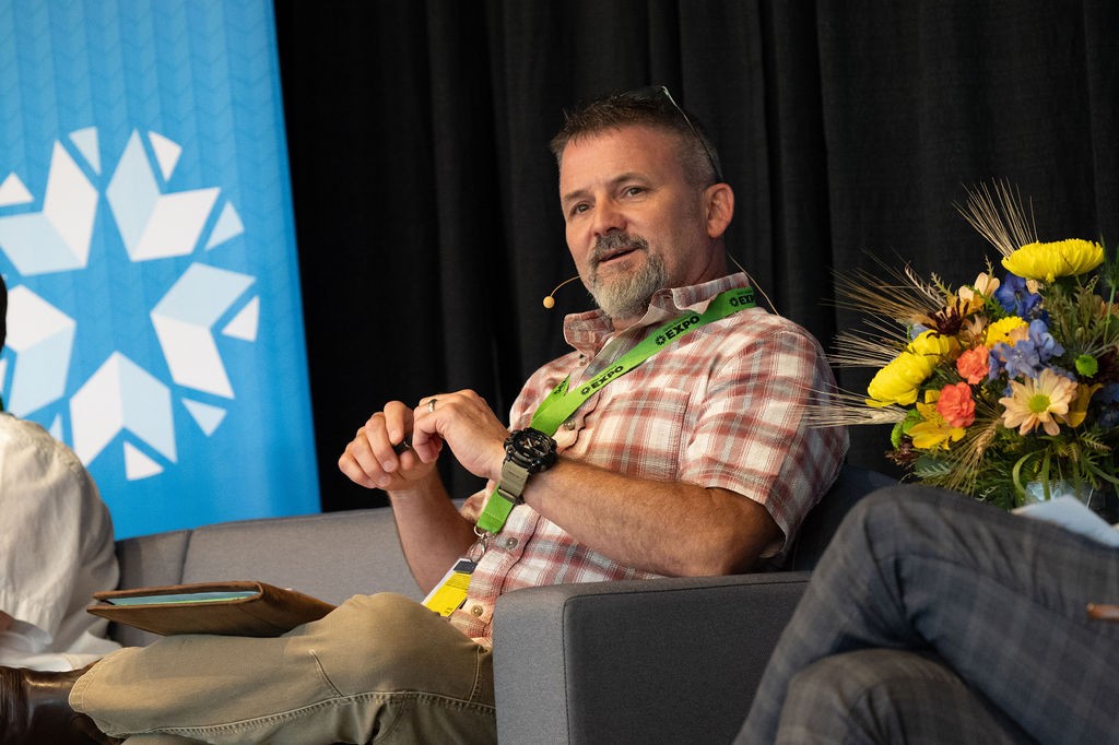 OMES HIRT Manager John Phillips seated and speaking during the Cybersecurity in State Government breakout session