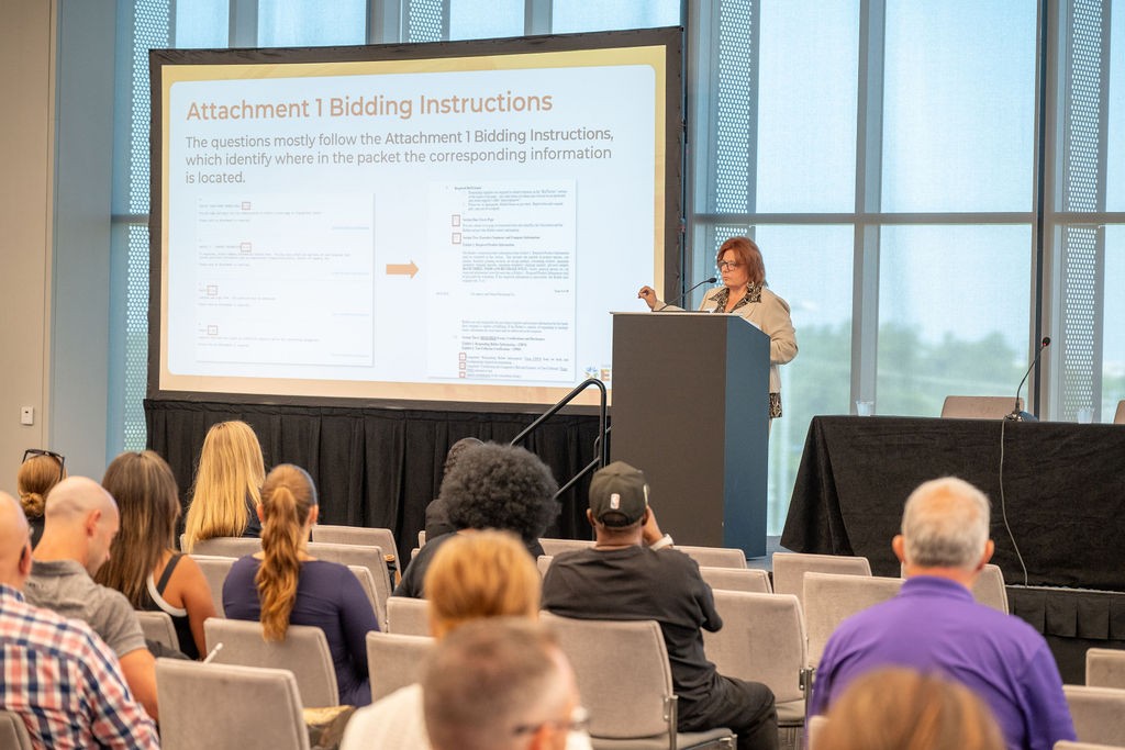 OMES Supplier Relationship Analyst Jeannie Troxel gestures during Navigating the State Bidding Process breakout session
