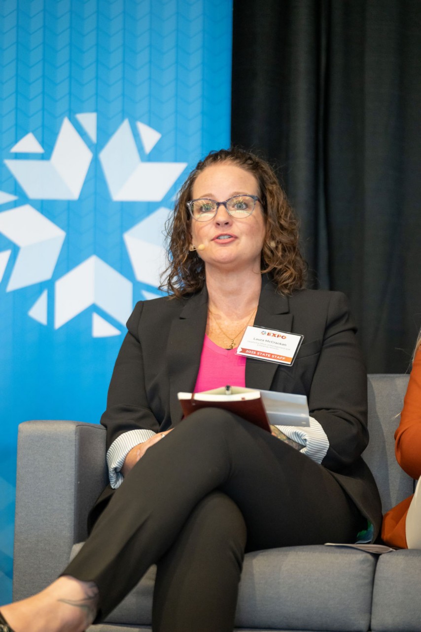 OMES Director of Business Administration Laura McCrackan speaks during luncheon panel