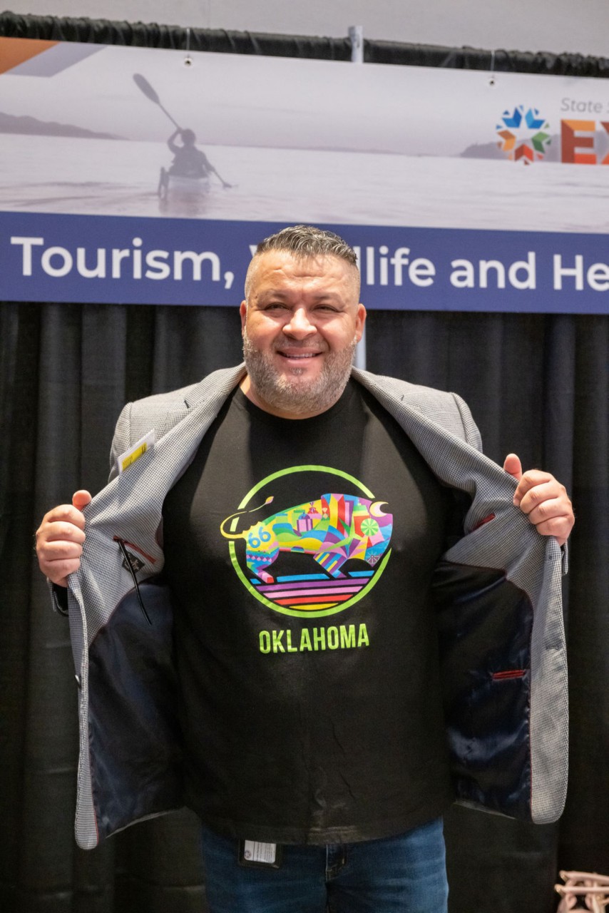 OTRD employee shows off Oklahoma t-shirt design